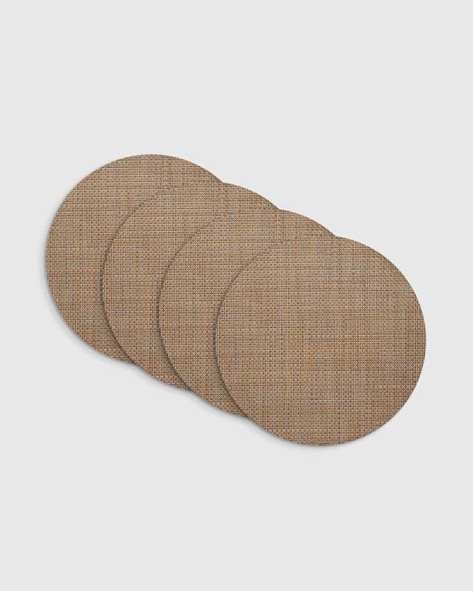 Teak Basketweave Easy-Care Round Placemat, Set of 4 by Chilewich