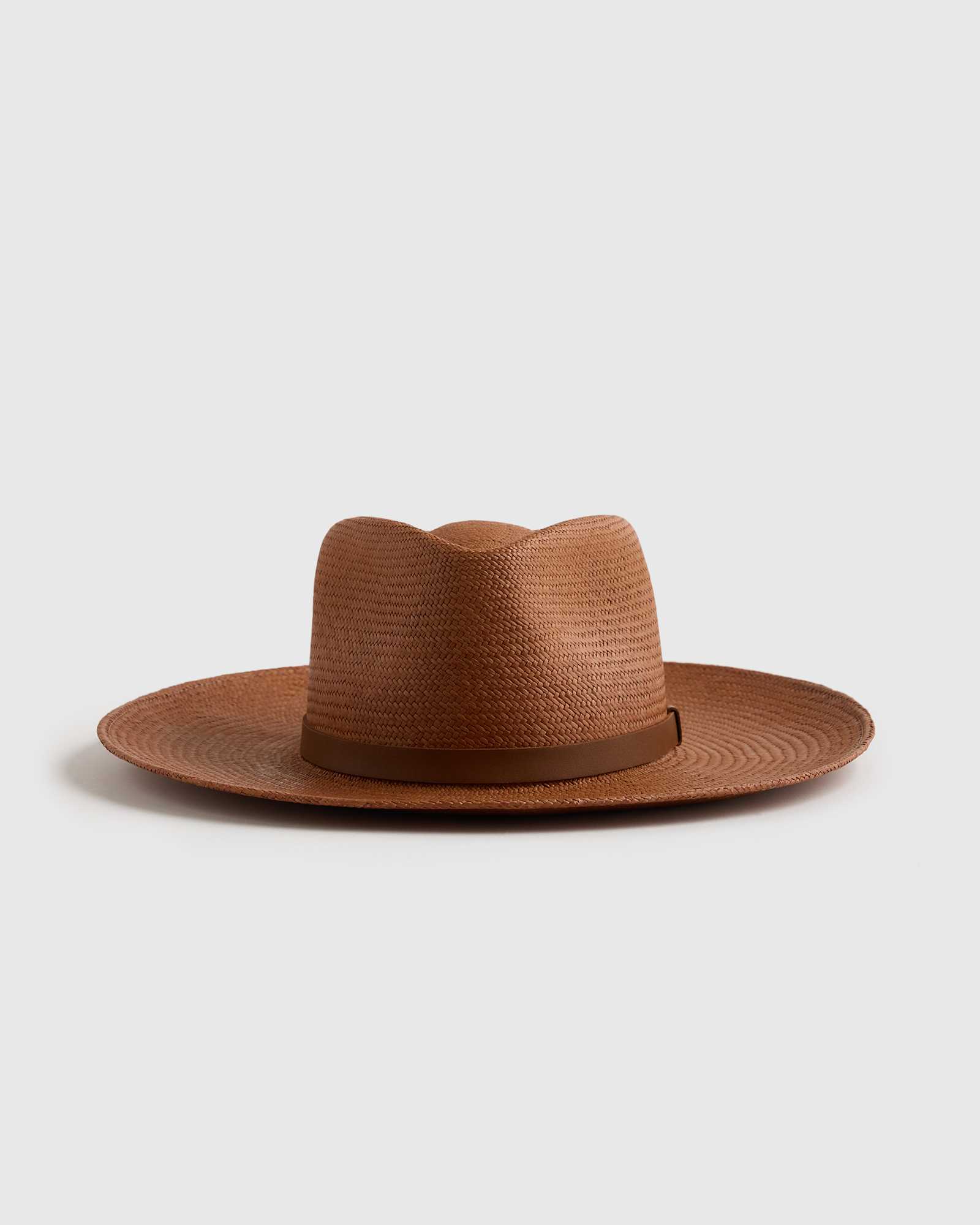 Chestnut Brown Toquilla Straw Wide Brim Panama Hat