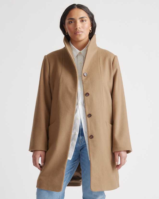 Dark Camel Italian Wool Cocoon Coat