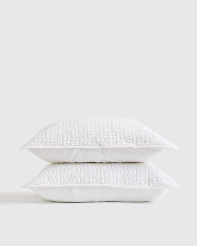 White Organic Cotton Hand Stitched Quilted Sham Set