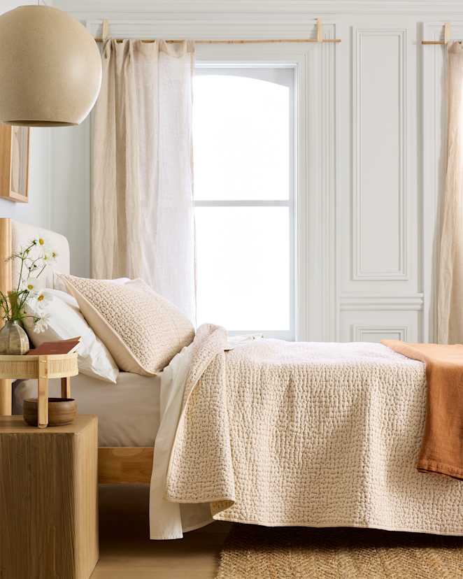 Undyed Courtepointe cousue à la main en coton biologique