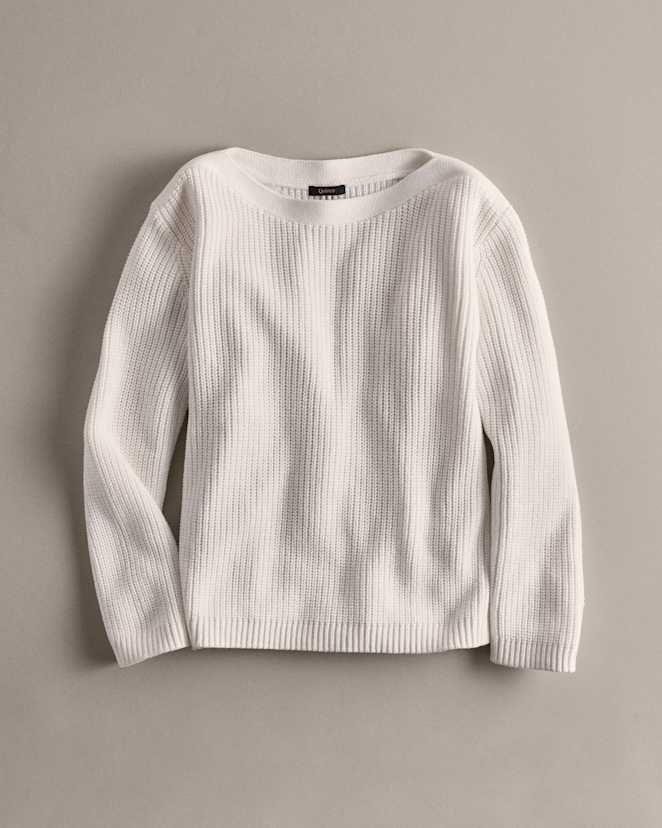 Ivory 100% Organic Cotton Fisherman Boatneck Sweater