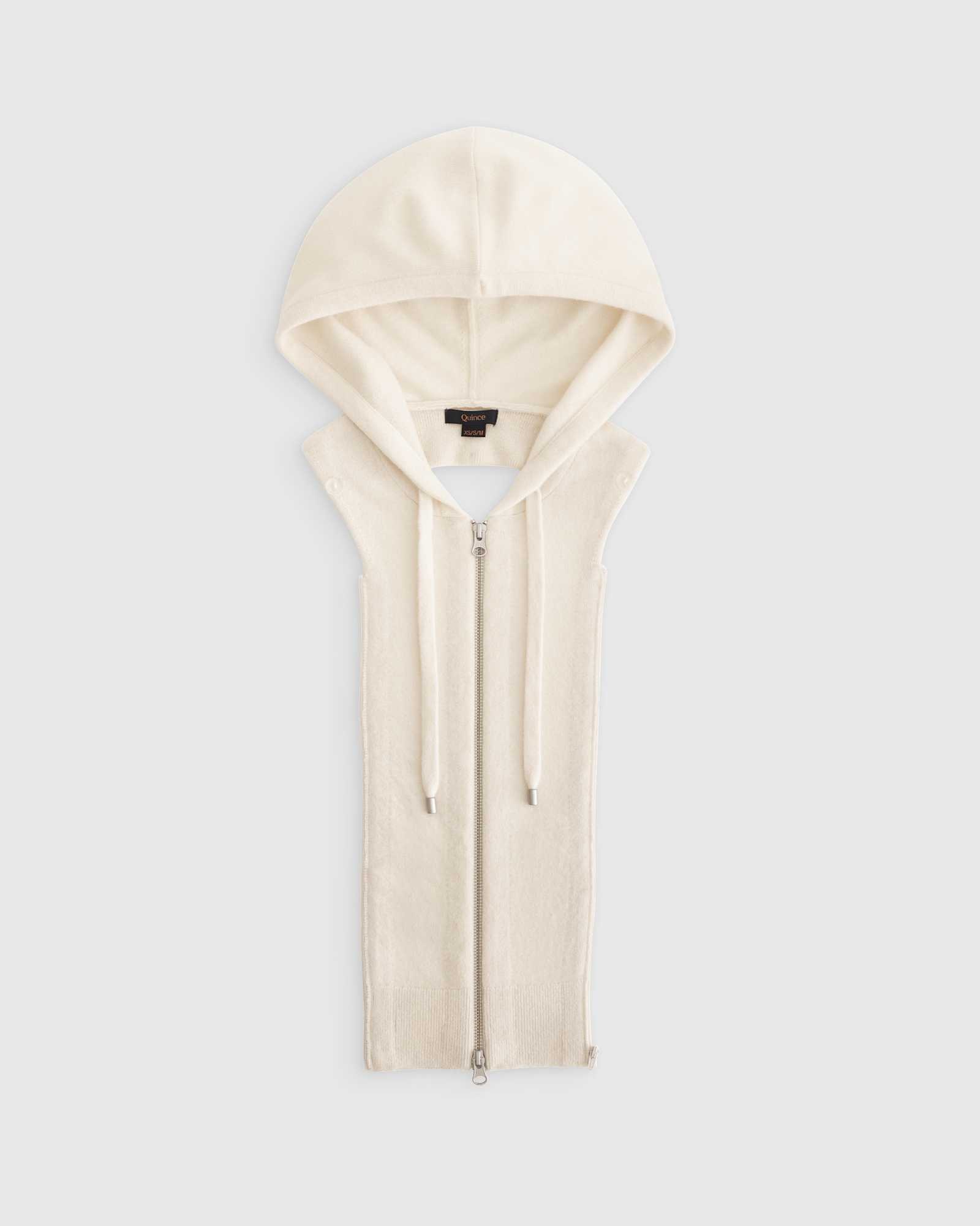 ivory 100% Mongolian Cashmere Hoodie Blazer Insert