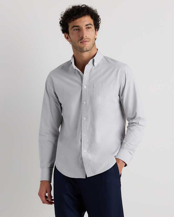 Grey End-on-End Organic Cotton Stretch Poplin Shirt