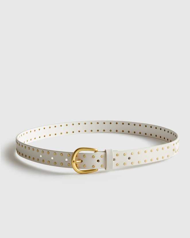 Bone Ellie European Leather Flat Stud Belt