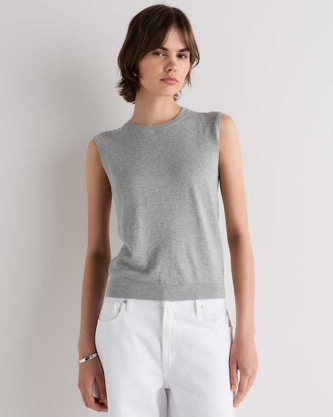 Heather Grey Lightweight Cotton Cashmere Sweater Tank