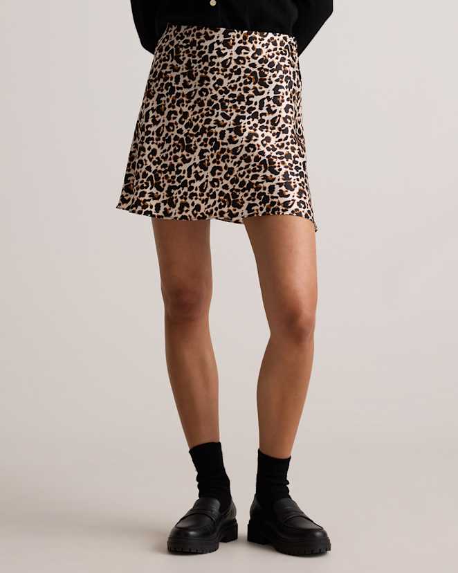 Leopard 100% Washable Silk Mini Skirt