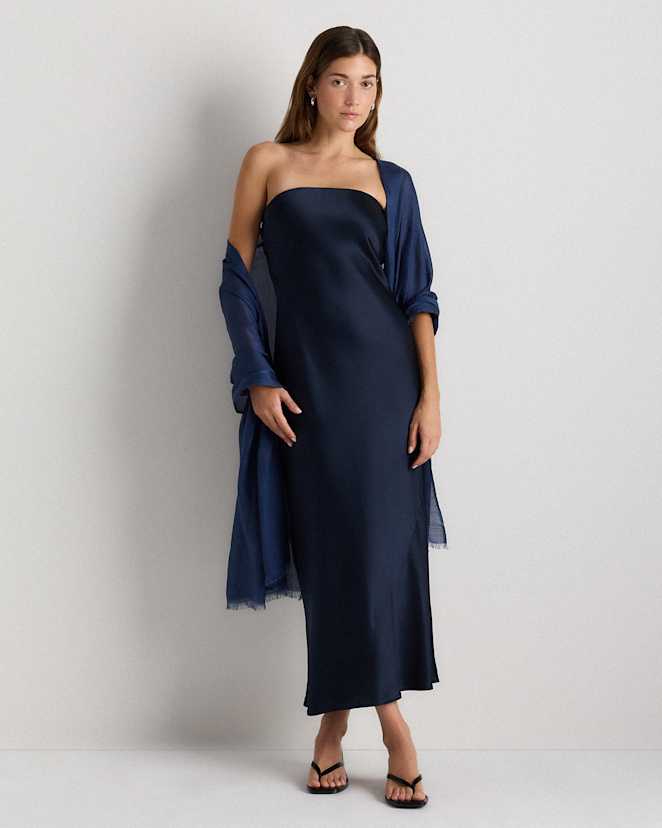 Navy Crystal Embellished Featherweight Cashmere Silk Wrap