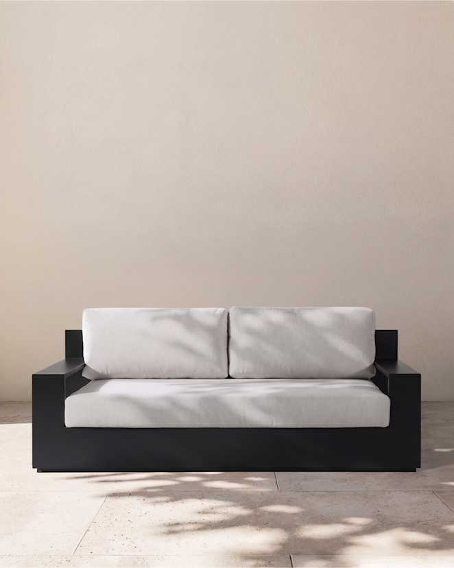 Dark Charcoal Powder-Coated Aluminum Outdoor Sofa