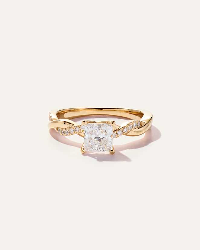 Yellow Gold Lab Grown Diamond Princess Twisted Engagement Ring - 1ct