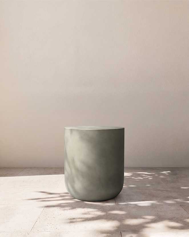 Grey Concrete Drum Indoor/Outdoor Side Table