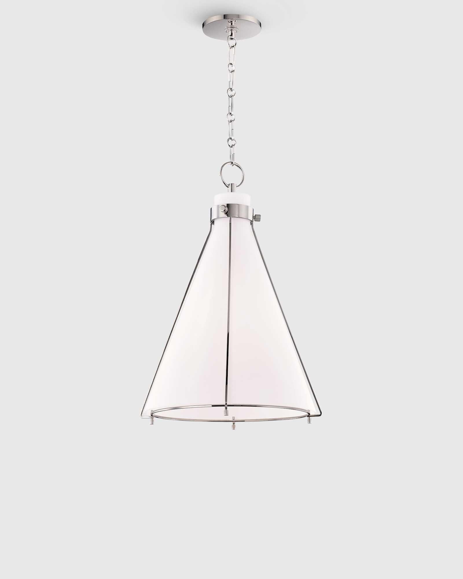 polished-nickel Iron and Opal Glass Conical Pendant Light