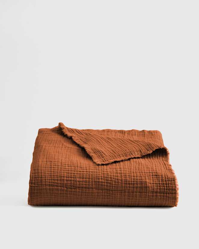 Terracotta Organic Airy Gauze Throw