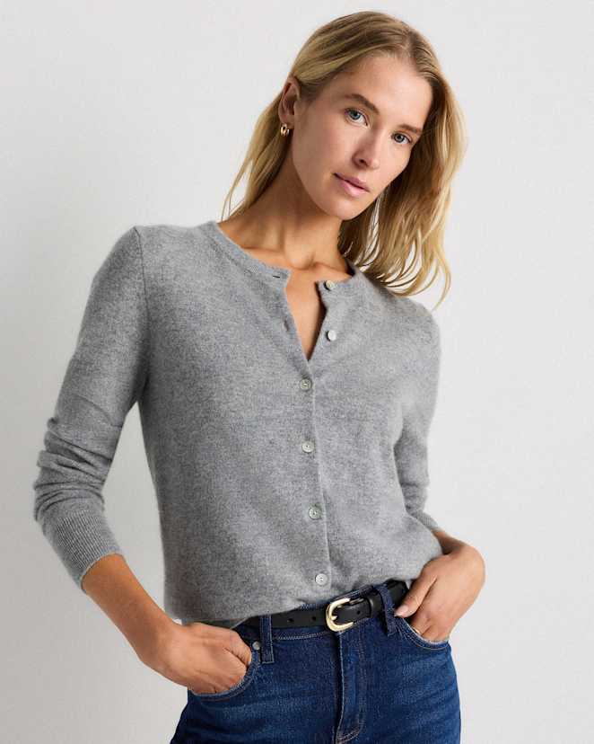 Heather Grey Cardigan en cachemire de Mongolie