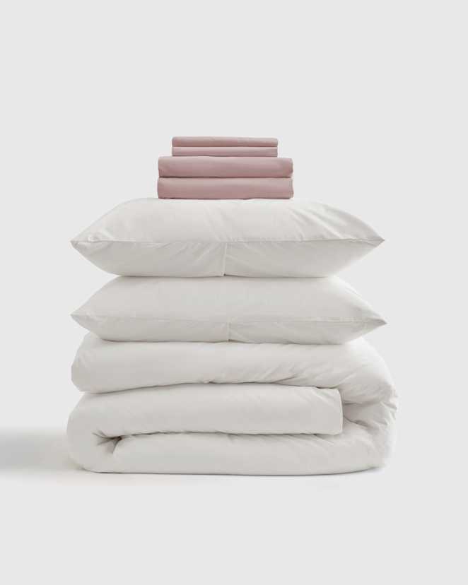 White Classic Organic Percale Deluxe Bedding Bundle
