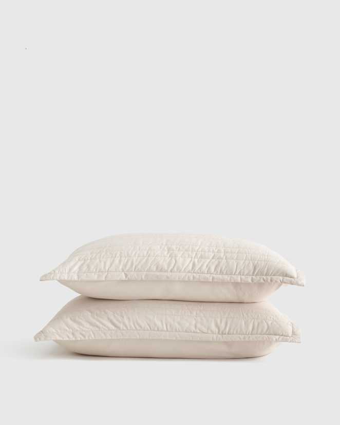 Sand Organic Cotton Stripe Stitch Quilted Sham Set