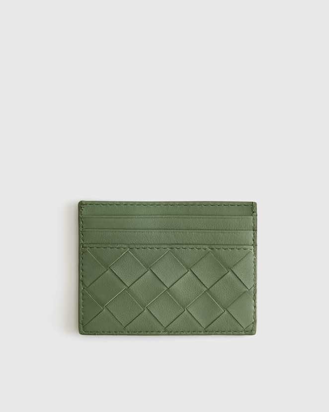 Sage Italian Handwoven Leather Small Card Case