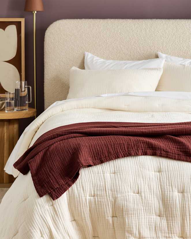 Burgundy Couverture en gaze de coton biologique