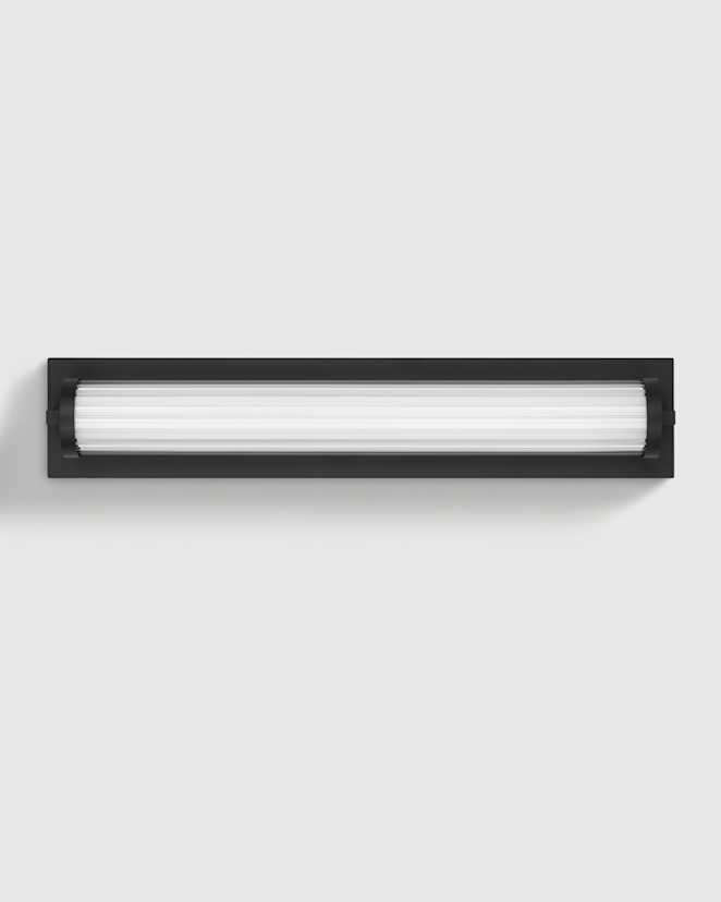 Black Ribbed Glass LED Vanity Sconce
