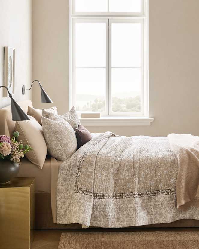 Toffee Organic Cotton Block Print Quilt