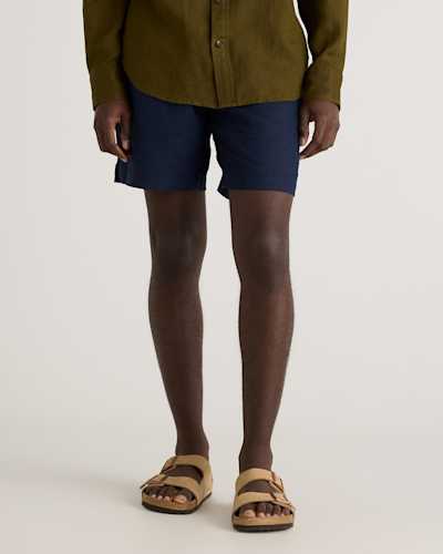 100% European Linen Drawstring Beach Shorts - 7"