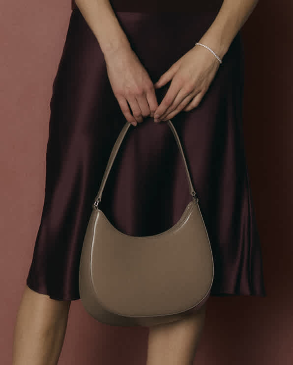 abrasivatobag Taupe Italian Abrasivato Leather Shoulder Bag