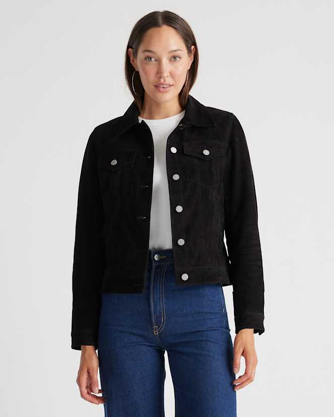 Black 100% Suede Trucker Jacket