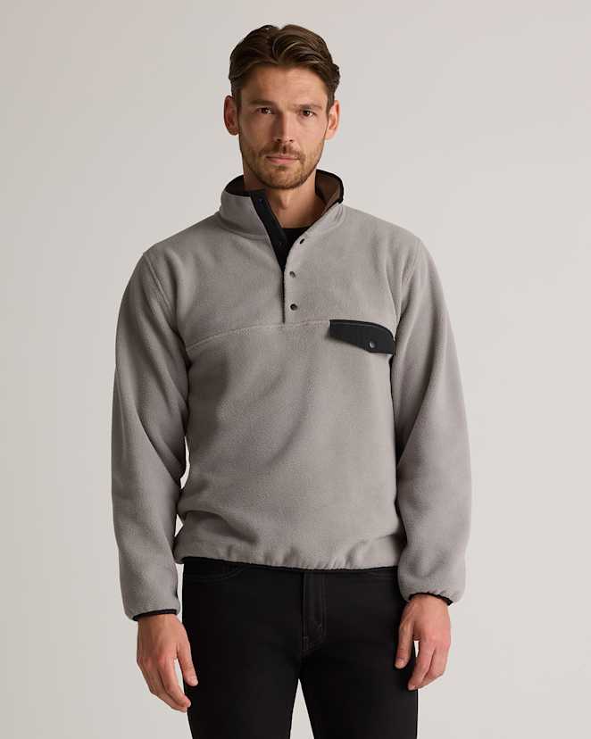 Gravel/Bold Black Polar Fleece Snap Pullover