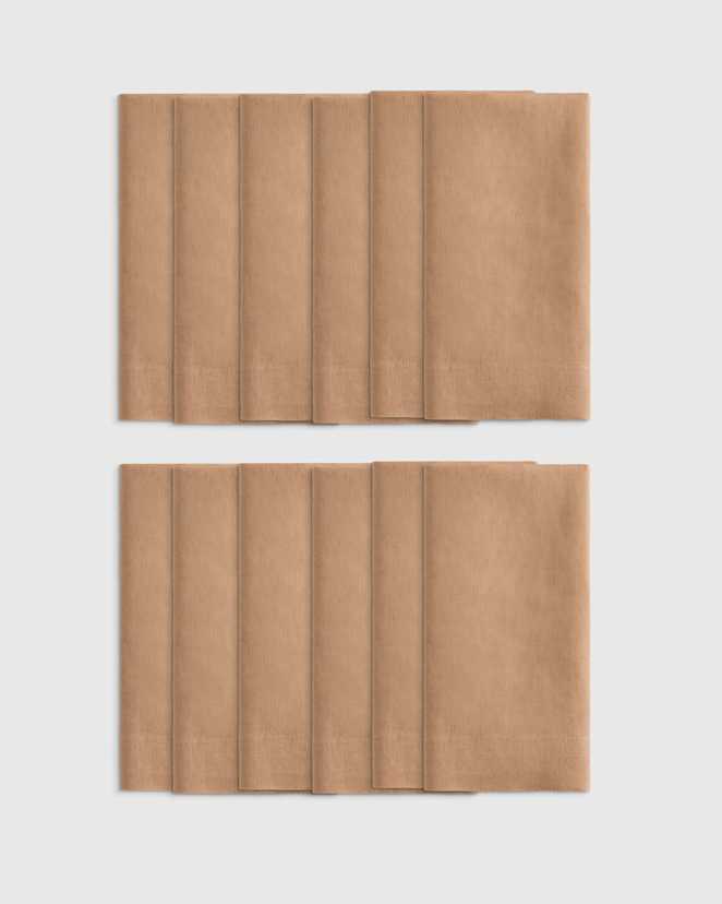 Latte European Linen Wide-Hem Napkins (Set of 12)