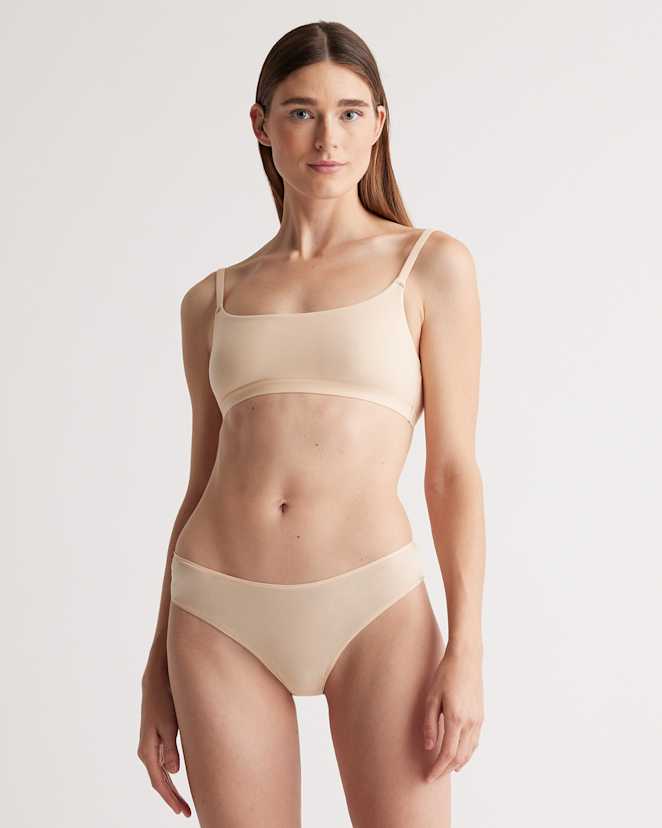 Beige Bralette à encolure dégagée à effet seconde peau (paquet de 2)