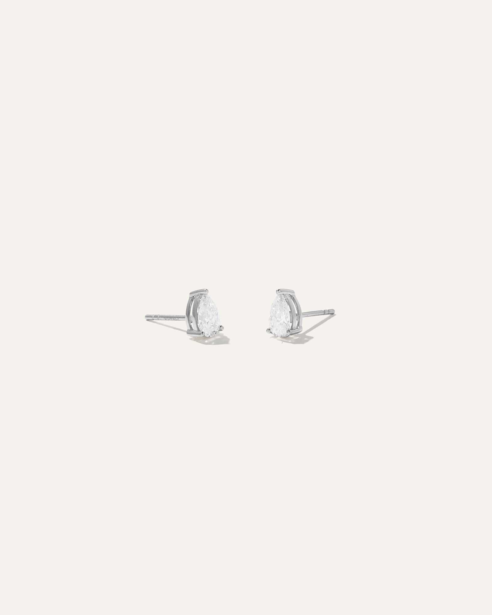 White Gold 14k Gold Lab Grown Diamond Pear Solitaire Studs - 1ctw