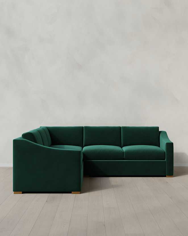 Spruce Hollis Slope Arm L Sectional in Performance Velvet