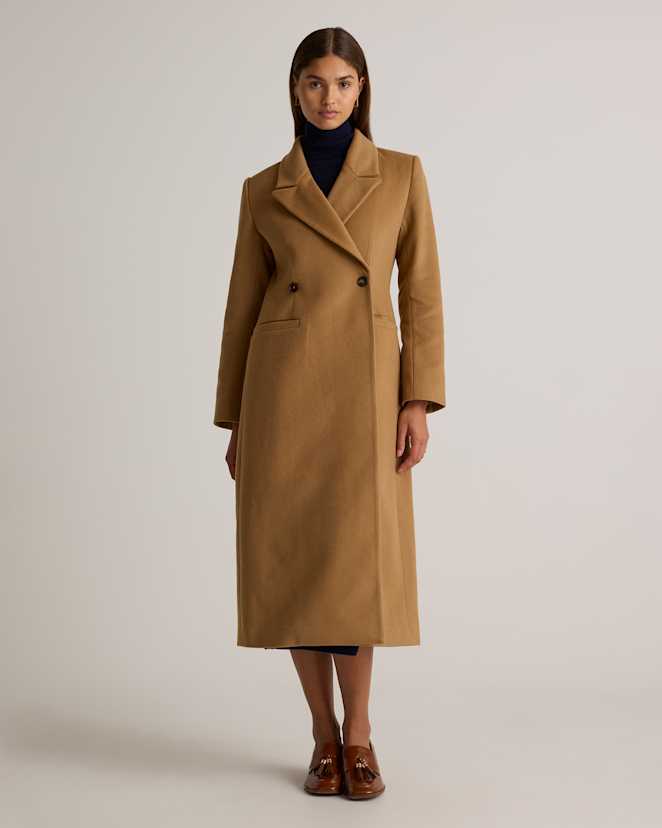 Caramel Italian Wool Tailored Long Coat