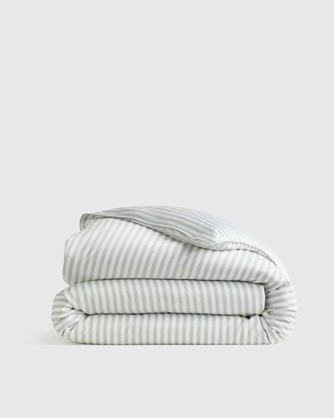 Tailored Stripe Mist Bamboo Duvet Cover