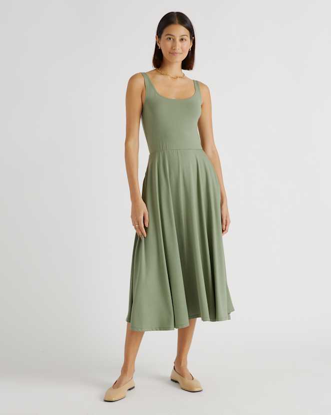 Sage Tencel Jersey Fit & Flare Dress
