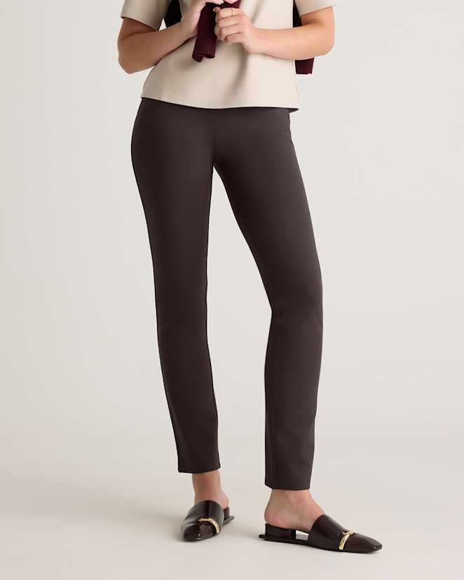 Espresso Ultra-Stretch Ponte Straight Leg Pants