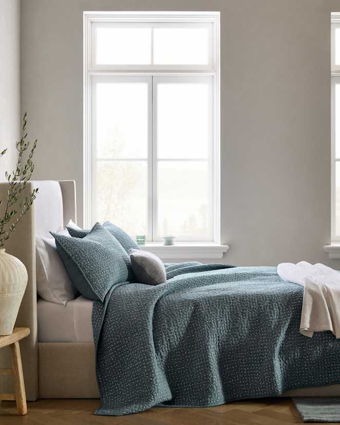 Ocean Organic Cotton Hand Stitched Quilt