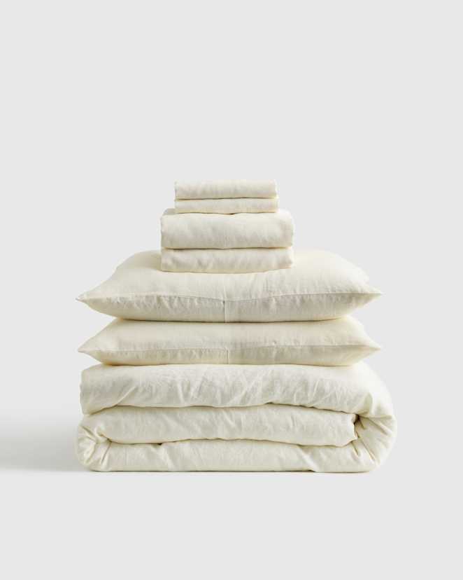 Ivory European Linen Deluxe Bedding Bundle