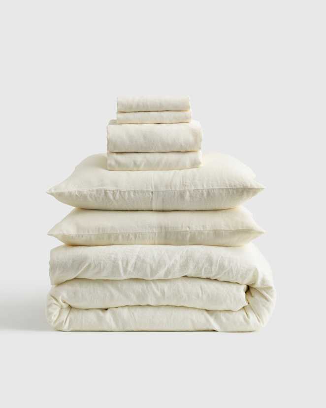 Ivory European Linen Deluxe Bedding Bundle