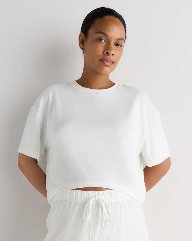 Ivory T-shirt de maternité écourté doux et extensible