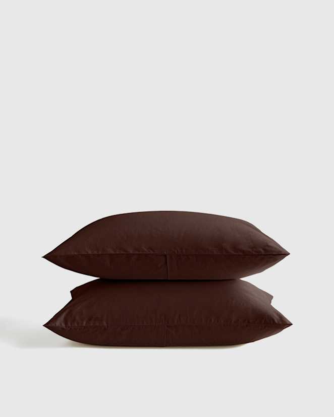 Espresso Ensemble de taies décoratives en coton brossé biologique