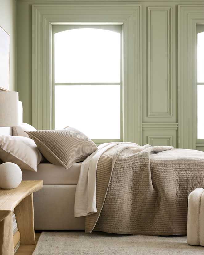 Light Taupe Cotton Velvet Channel Quilt