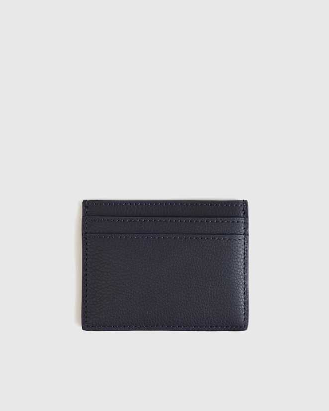 Navy Italian Leather Slim Card Case