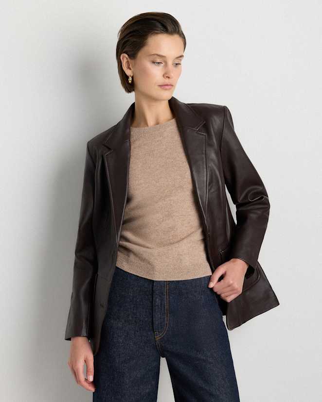 Rich Brown 100% Leather Blazer