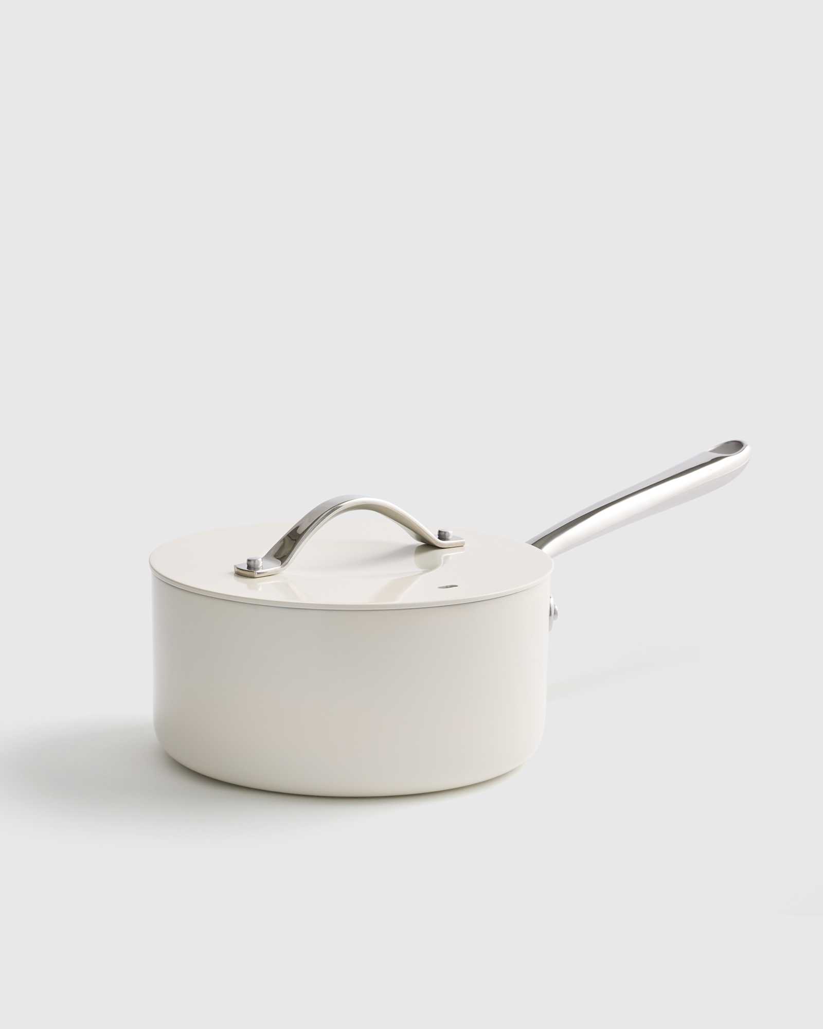 Ivory Ceramic Nonstick Saucepan: 3QT