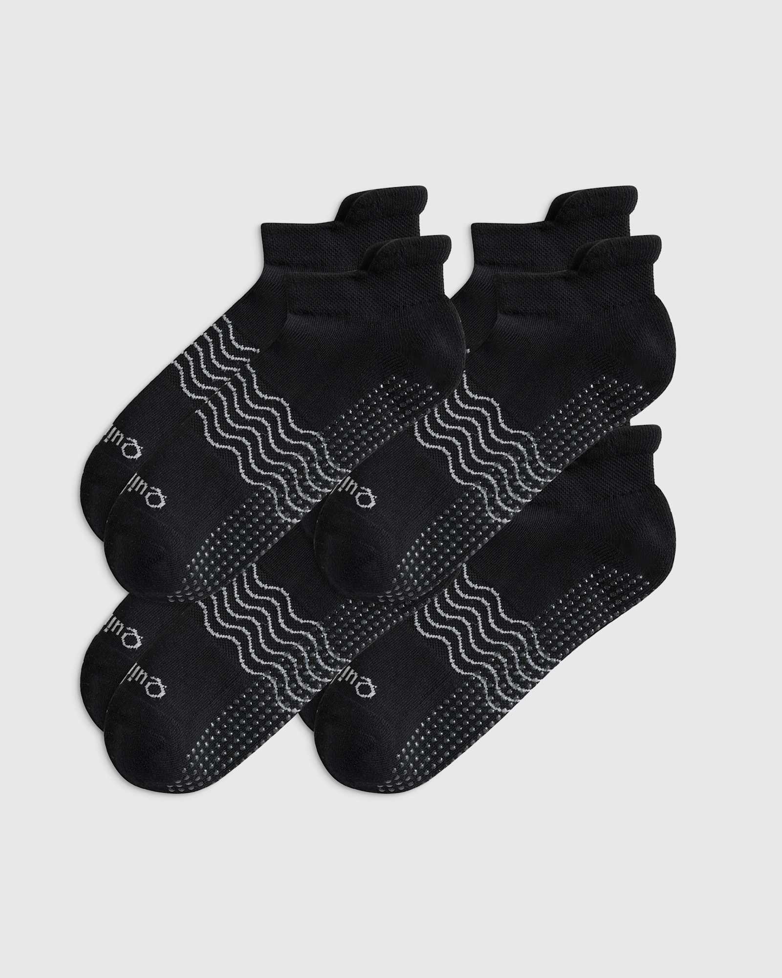 Black Everyday Cotton Pilates Gripper Ankle Socks (4-pack)