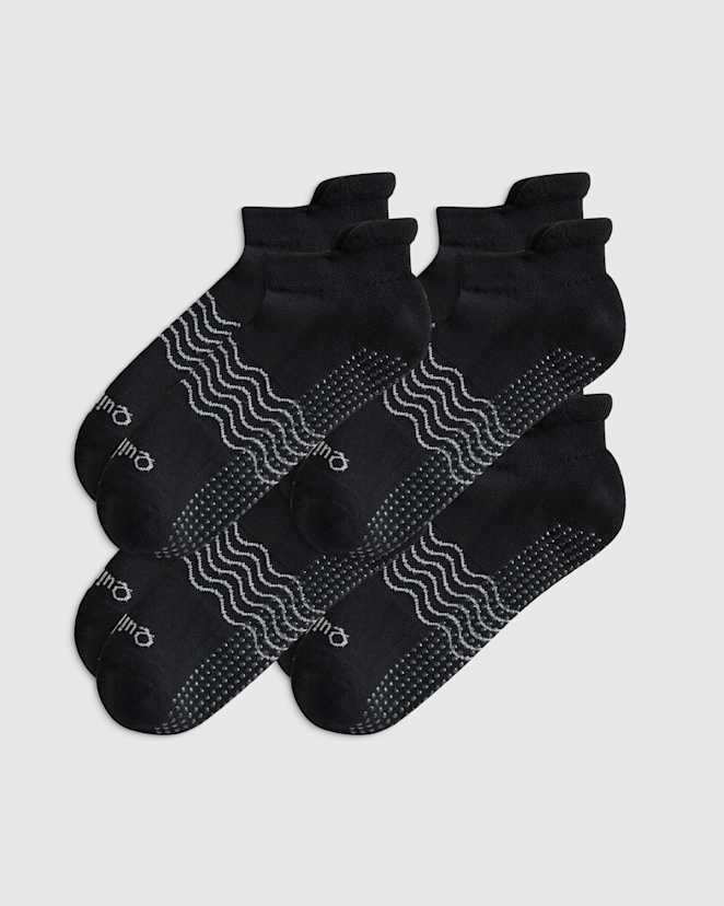 Black Everyday Cotton Pilates Gripper Ankle Socks (4-pack)