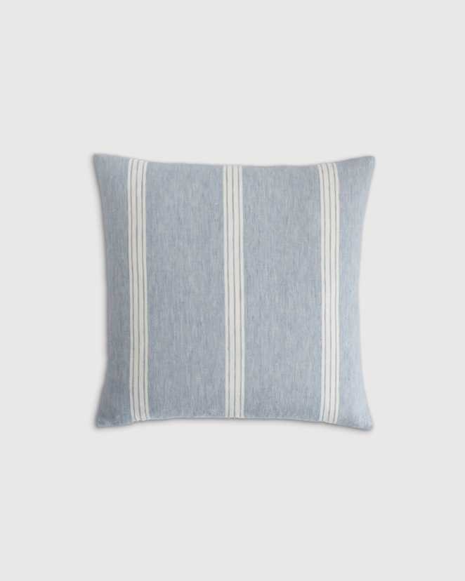 Light Blue/White Sutton Linen Woven Stripe Pillow Cover