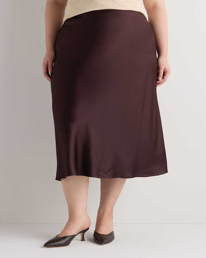 Chocolate Plum Brown 100% Washable Silk Skirt