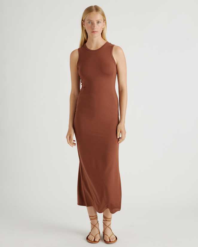 Brown Tencel Jersey Tank Maxi Dress
